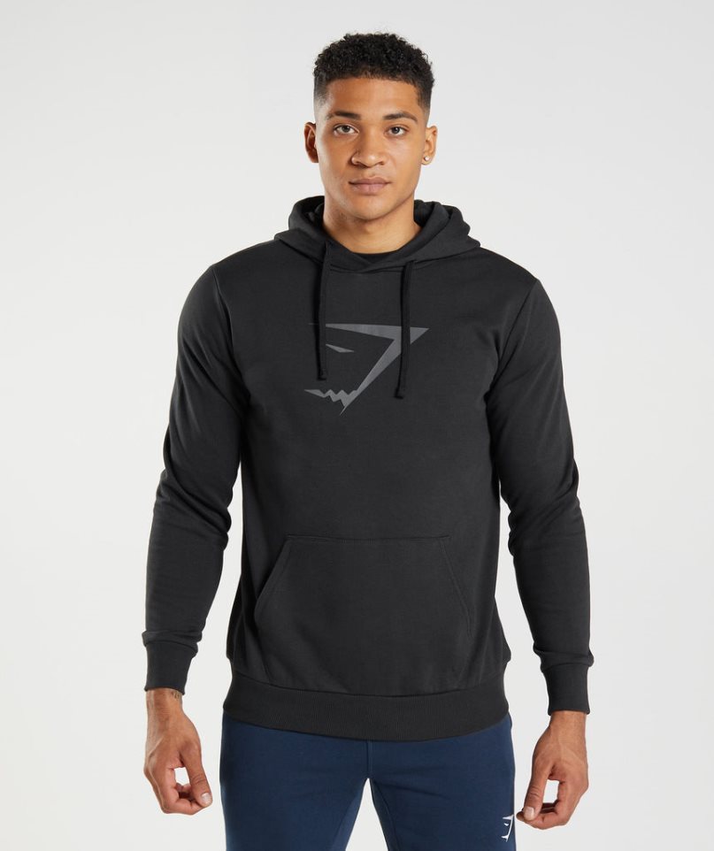 Men\'s Gymshark Sharkhead Infill Hoodie Black | CA 7138NA